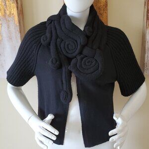 Anthropologie Moth Black Cropped Cardigan Sweater SZ M